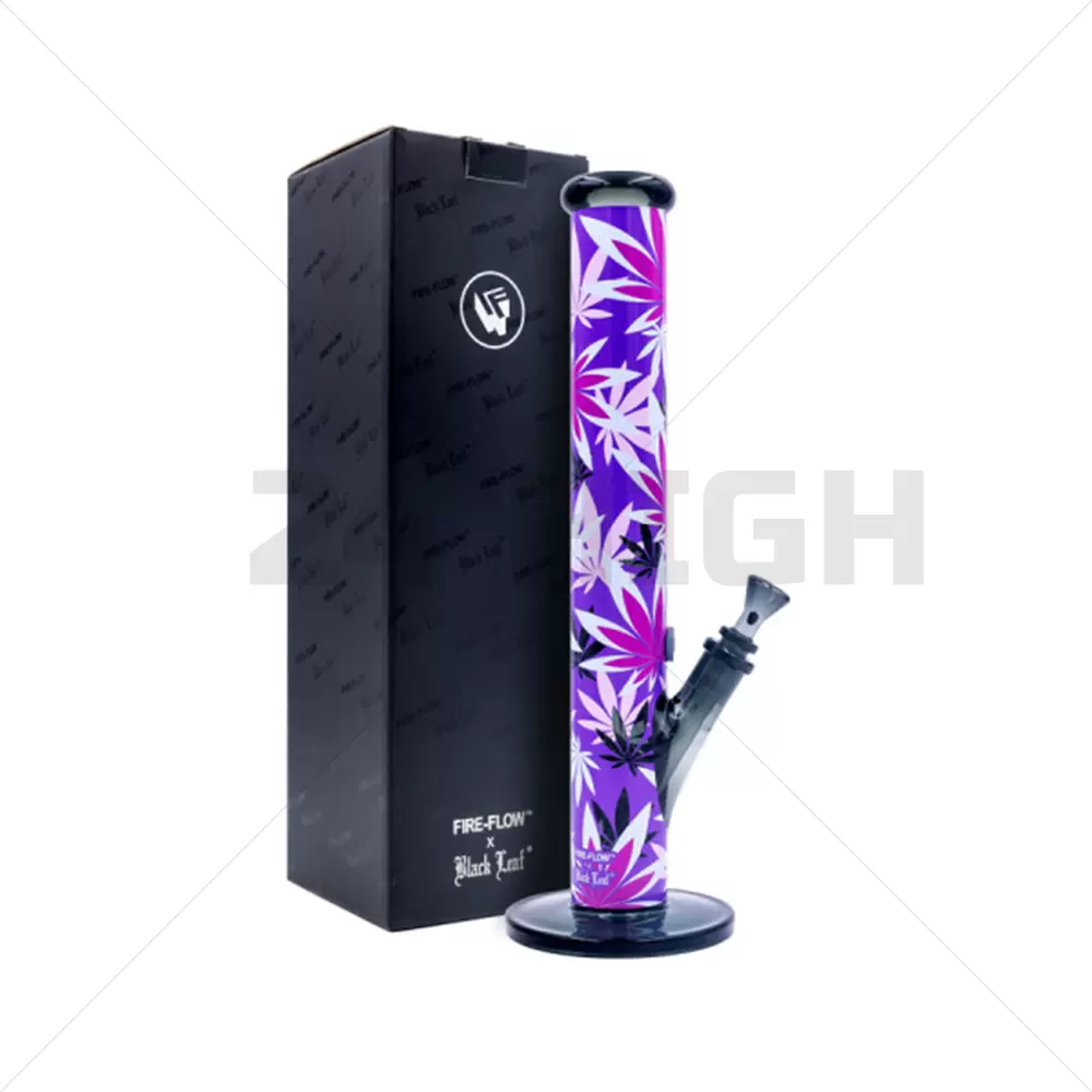 Fire-Flow x Black Leaf - Bong en verre Pink Leaves - 40 cm