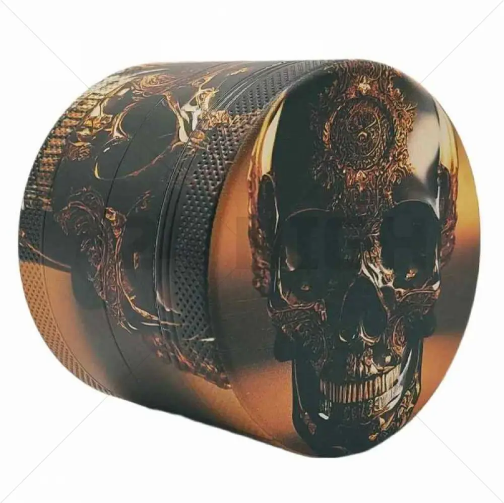 Grinder 4-Parts XL | Aluminium | 55mm | Luxury Art Series | Design 5 | Golden Skull 2