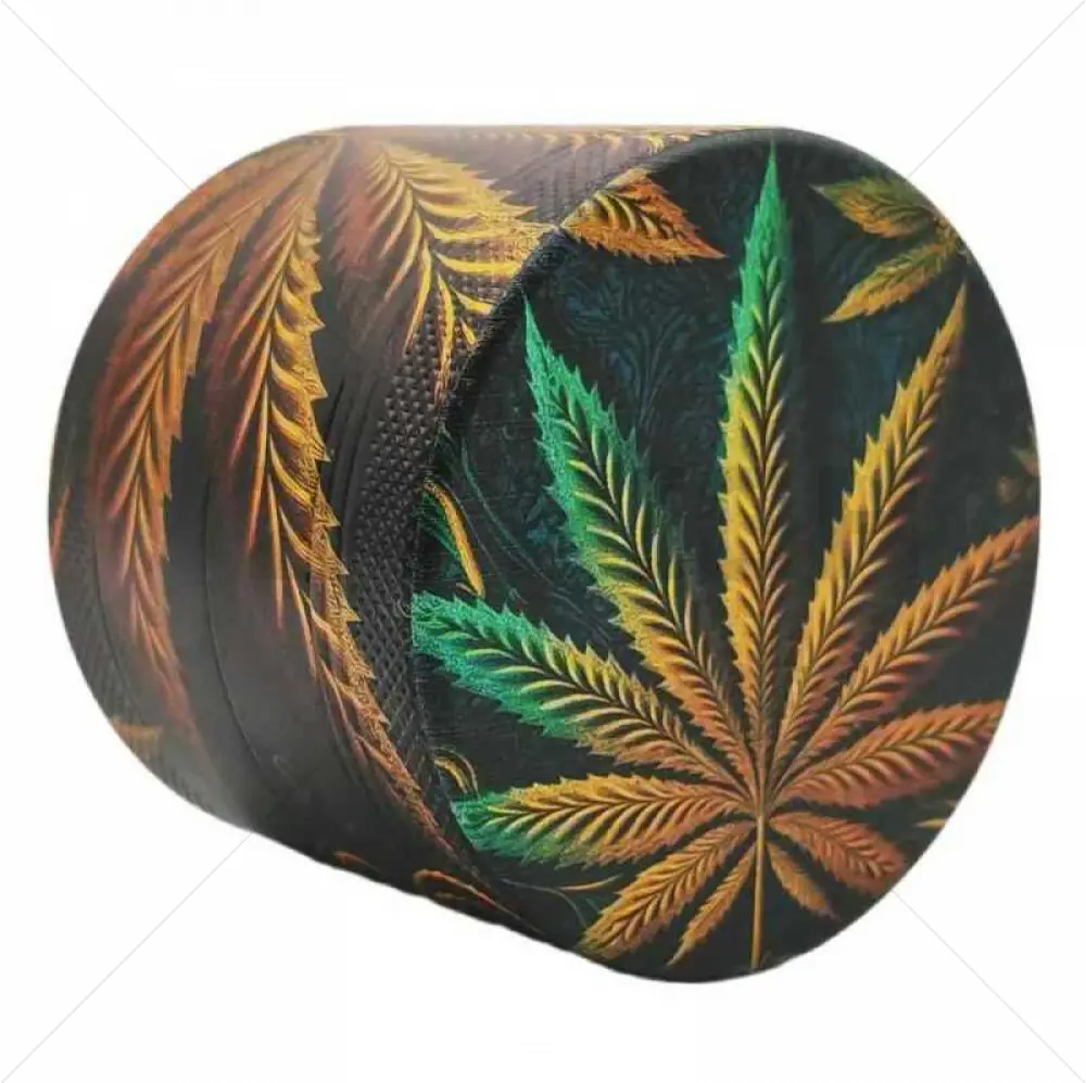 Grinder 4-Parts XL | Aluminium | 55mm | Psychedelic Series | Design 6 | Cannabis Leaf 2